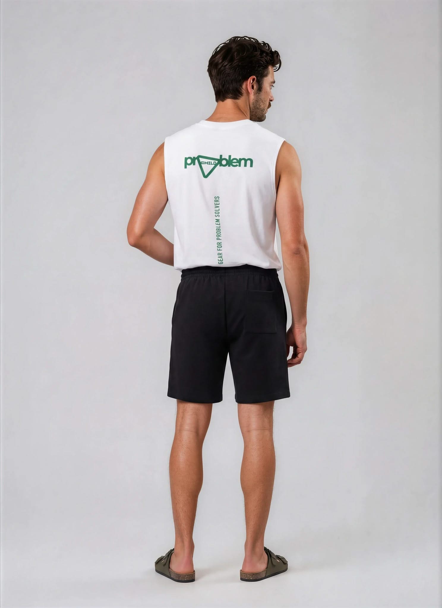 Men's Green Logo Bolted Cotton Tank Top