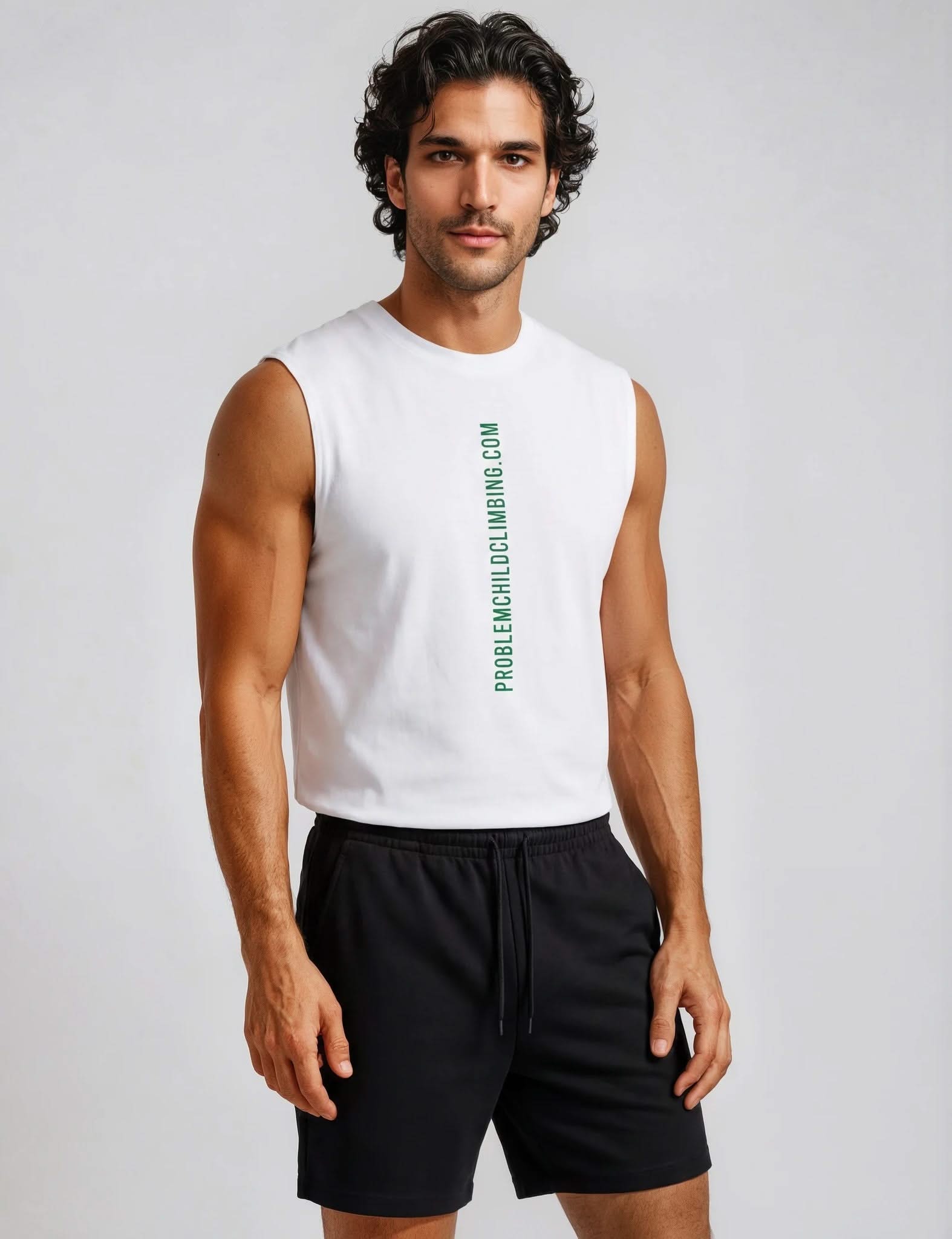 Débardeur en coton vert à logo boulonné pour homme
