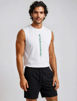 Men's Green Logo Bolted Cotton Tank Top